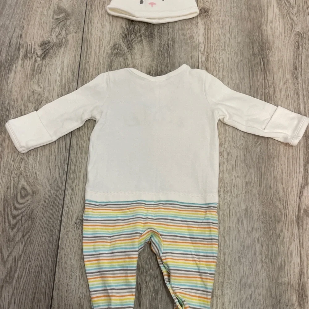 Gymboree 0-3 Months My First Easter Pastel Stripe Outfit And Bunny Hat